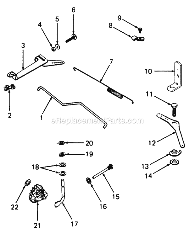 Governor Diagram and Parts List for 1882 800000-821059, 140-721-100, 141-721-100 Cub Cadet Lawn Tractor